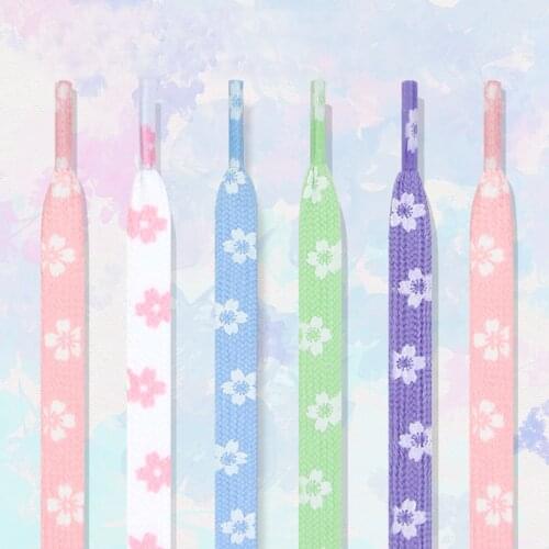 Cherry Blossom Shoelaces Cartoon Printing Fashion Flat Shoe Laces High-top PolyesterSneakers Shoelace Sports Shoelaces