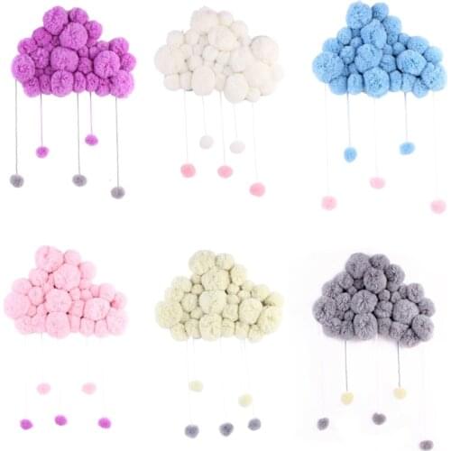 Nordic Sweet Plush Velvet Ball Wall Hanging Cloud Pom Pom Tassel Crib Pendant Tapestry Infant Baby Room Decoration