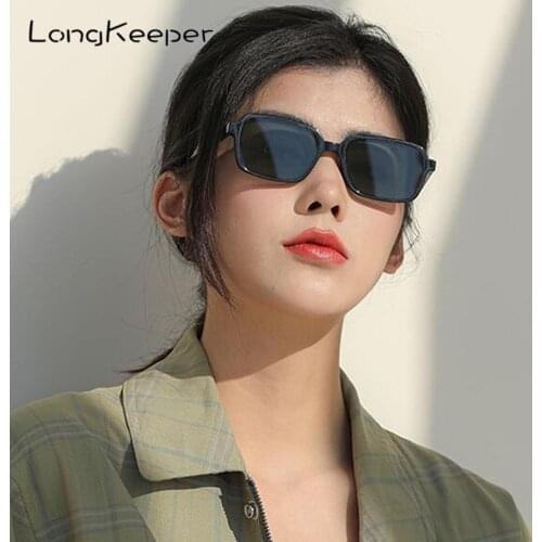 LongKeeper Small Square Sunglasses For Women Luxury Brand Rectangle Sun Glasses Shades Men Vintage Retro Eyeglasses UV400 Gafas