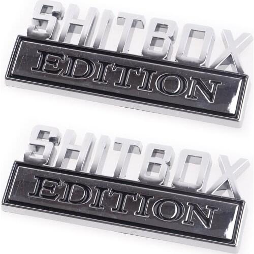 Universal 2Pcs Car Exterior Shitbox Edition Emblems Badges Stickers Logos