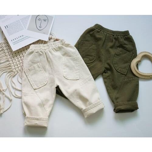 2021 Spring and Summer Childrens Korean Pants Two-Color girl pants kid clothes baby boy pants