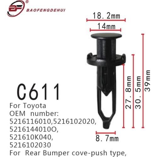 Rear Bumper Cover Car Buckle Positioner Fastener Push Type For Toyota 5216116010,5216102020,5216144010O,521610K040,5216102030