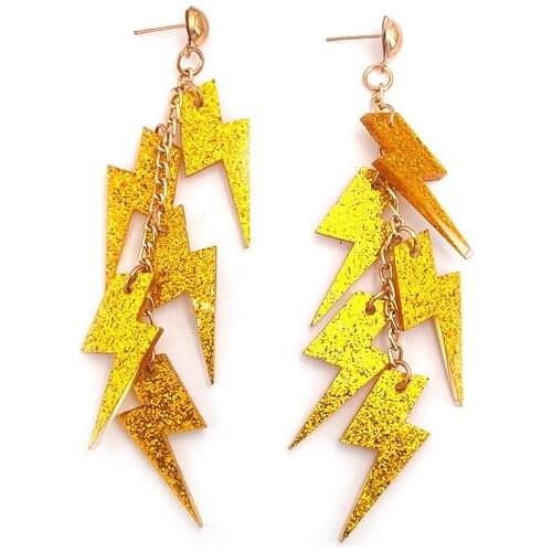 Cool Punk Long Tassel Yellow Lighting Acrylic Earrings for Women Exaggerated Shiny Unique Fashion Dangle Earrings Brincos Mujer