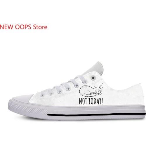 Not Today Kawaii Cat Vintage Fashion Lightweight Classic Canvas Shoes Men Women Casual Breathable Sneakers