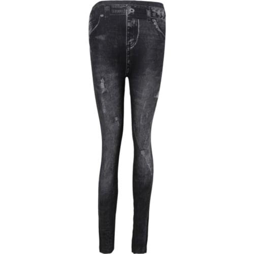 Women Sexy Push Up Seamless High Waist Warm Jeans Leggings Women Spring Elastic Faux Denim Jeggings Pants Leggins One Size