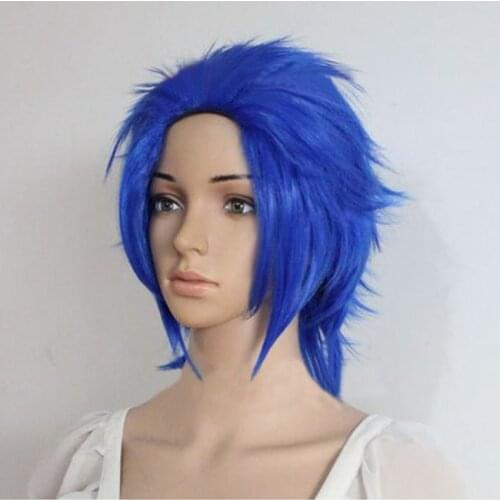 Anime Fairy Tail Levy Mcgarden Short Blue Styled Women Girl Heat Resistant Hair Cosplay Costume Wig + Free Wig Cap