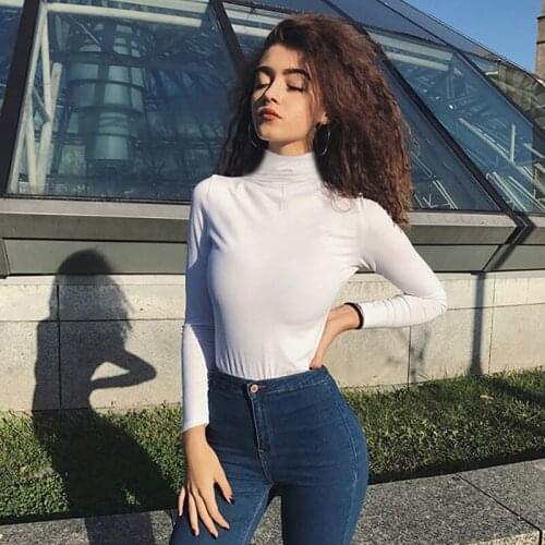 Winter Bodysuit women Long Sleeve Shirt Plus velvet sexy Pure cotton Y2K Solid color High Waist body jumpsuit Turtleneck