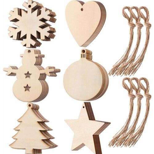 10PCS Blank Wood Discs Bulk with Holes for Crafts Centerpieces Unfinished Wooden Christmas Cutouts Ornaments To Paint