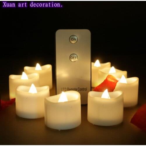 Remote control candle wave mouth wedding decoration candle lamp 12pcs/1 set warm white Christmas LED candles