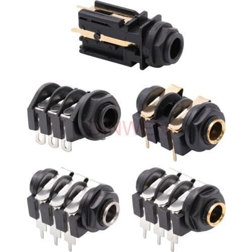 2PCS HEADPHONE JACK SOCKET 1/4" 6.35mm Stereo Mono Phone Earphone Jack Connector for Guitar AMP Speaker Amplifier KTV DIY HiFi