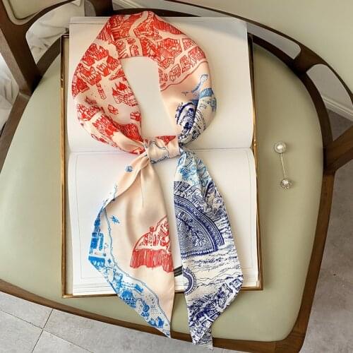 2021 Fashion Dot Horse Print Kerchief Small Silk Neck Scarf Women Hijab Scarfs Female Shawls Scarves Wraps Bandana Foulard