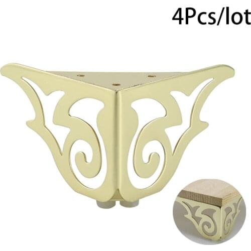 4Pcs/Lot Metal Hollow Furniture Sofa Feet Legs Metal Sofa Table Cabinet Cupboard Bar Flower Pattern European Gold