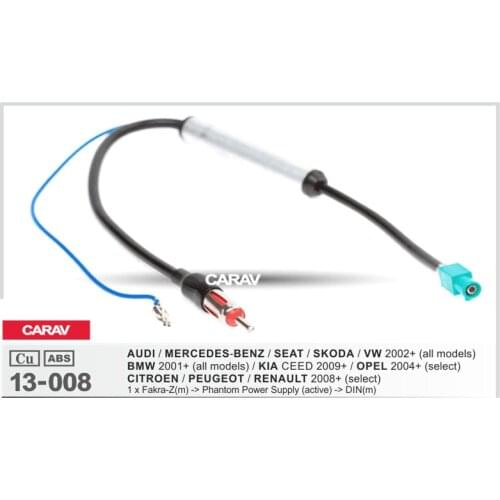 Carav 13-008 Car Stereo Radio Antenna Adaptor for BMW for KIA for OPEL for CITROEN - PEUGEOT - RENAULT