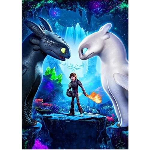 ARMYQZFashion diamond embroidery cross stitch 5D Diy round diamond square diamond painting cartoon dragon movie poster mosaic wa