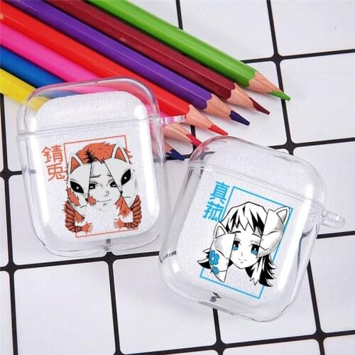 Cute Demon Slayer Kimetsu No Yaiba Anime Pattern Earphone Case for Airpods 1 2 Wireless Bluetooth Headphone Charging Box Cover