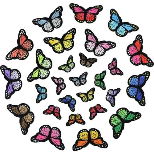 Color Butterfly Iron On Cartoon Cloth Embroidered Badges Abstract Kids Patches For Clothes Stickers