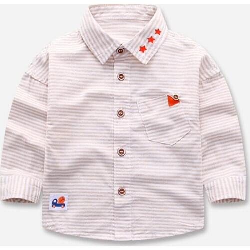 Baby long-sleeved shirt boy cotton shirt spring and autumn Korean version of the new striped shirt boys and girls striped shirt
