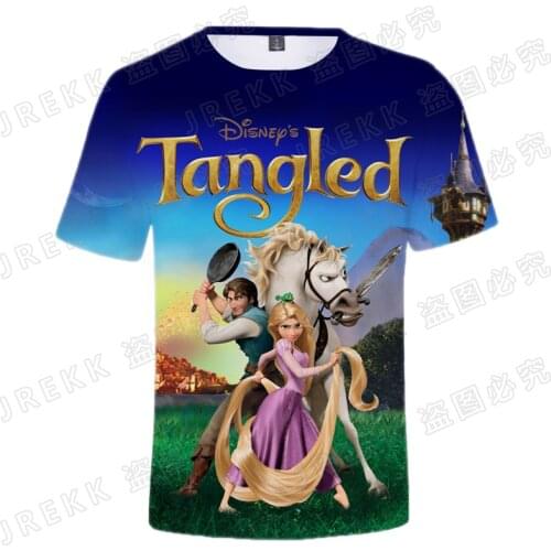 Tangled Rapunzel Men Women T-shirts With Short Sleeves Summer 3D Print Disney Cartoon Anime Boy Giel Kids Tee Shirt