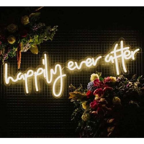 Custom Happily Ever After Led Flex Transparent Neon Sign Light Letter Board Party Background Wedding Decoration Bar Shop