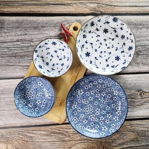 Japan Style Ceramic Plates And Bowls Eco Friendly Deep Plate Porcelain Of Jingdezhen Under Glazed Tableware Household Dinnerware