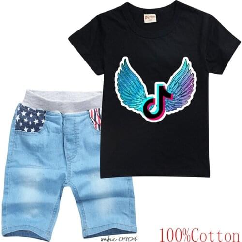 Tik Tok boys clothing set kids Summer Baby Clothes girl children Sports suit Your Own Design Photo Logo Birthday