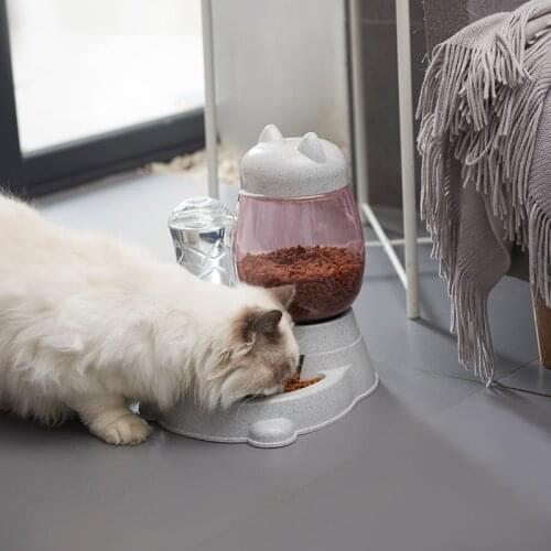 2021 New Pet Dog Cat Automatic Feeder Bowl for Dogs Drinking Water 528ml Bottle Kitten Bowls Food Feeding Container Supplies