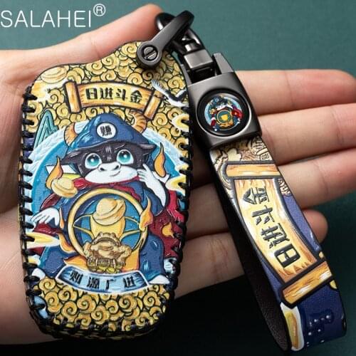 Leather Car Key Cover Case For Toyota Camry Prado 2017 2018 CHR Auris Avensis Prius Corolla RAV 4 Aygo Land Cruiser 200 Crown