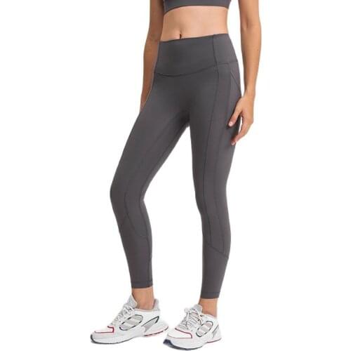 HGC Leggings Sport Women Fitness Naked Feel NO FRONT SEAM Pocket Yoga Pants High Waist Squat Proof GYM Wholesale Workout Tights