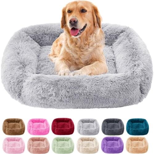 Calming Dog Bed Sleeping Mat Winter Cat Bed Square Cuddler Beds Soft Fluffy Plush Puppy Cushion for Small Medium Large Dogs Cats