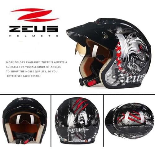 2020 New Fashion Built-in lens ZEUS Retro Motorcycle Helmets Prince Half Face Motorbike electric bicycle helmet Made of ABS PC