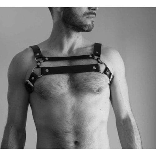 Men Gay Fetish Adjustable Body Bondage lingere Mens harness bra Chest Harness Belt Gay Gothic Body Half Harness sex coustme
