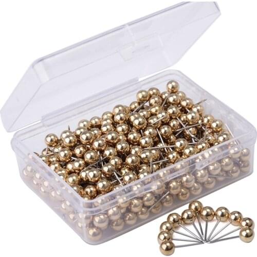 400PC Round Head Map Flag Push Pins Fixed Metal Marking Thumbtacks Plastic Round Ball Needles Cork Map Tacks For Office Home Use