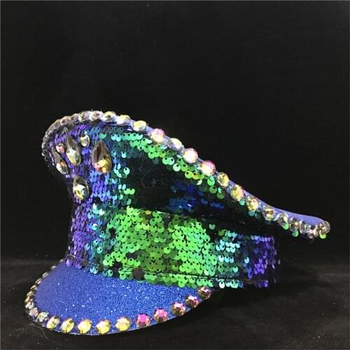 New Men Women Police Hat Green Cotton Military Hat Captain Hat Guard Adult Hat 3 Size