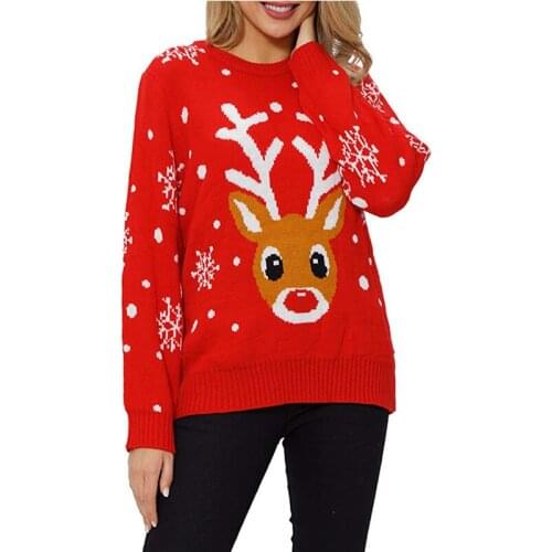 2021 New Snowflake Sweaters Women Thick Warm Winter Pullover Sweater Christmas Deer Elk Snowman Female Reindeer Sweater Knitted