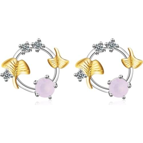 New Fashion Sweet 925 Sterling Silver Zircon Crystal Leaf Flower Basket Earrings For Women Jewelry Gift Drop Shipping