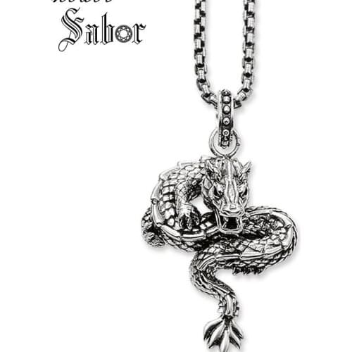 Necklace Dragon Gift For Women & Men, Female Heart Rebel silver color Fashion Jewelry Wholesale thomas