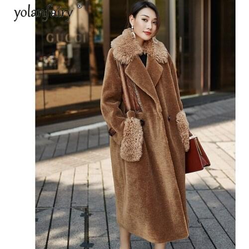 Real Fur Coat Women Sheep Shearing 100% Wool Jacket Women Long Korean Warm Winter Coat Women Clothes 2020 SGT-1902 YY1755