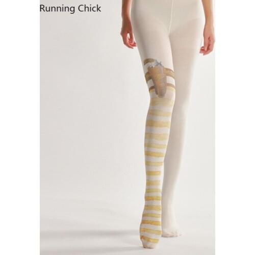 Striped Pistol Patterned Digital Printing Pantyhose Body Stocking Stockings For School Slouch Socks Women