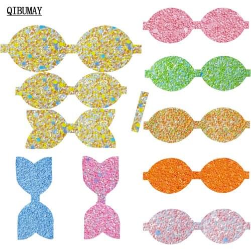 QIBUMAY Chunky Glitter Materials For Bow Maker Solid Color DIY Baby Hair Bow Clips Decoration Girls Sweet Headwear Accessories