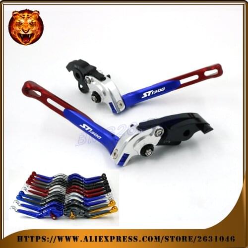 Adjustable Folding Extendable Brake Clutch Lever For HONDA ST1300 ST 1300 WITH LOGO Motorcycle 2008 2009 2010 2011 2012 RED