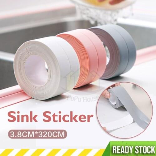 3.2M Bathroom Kitchen Self Adhesive Waterproof Tape PVC Mould Proof Sink Sealing Strip Window Door Gap Sticker