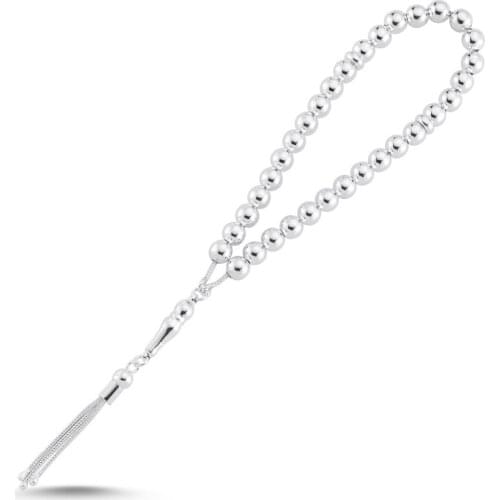 Silver 925 Sterling 7mm 33lü Sphere Rosary