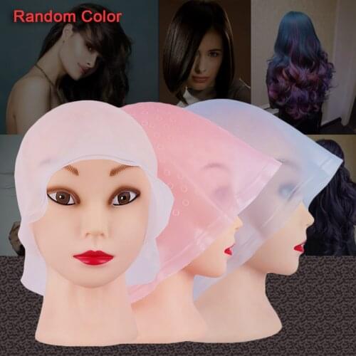 Random Silicon Highlights Hat Reusable Hair Coloring Highlighting Dye Cap Frosting Tipping Dyeing Color Tools