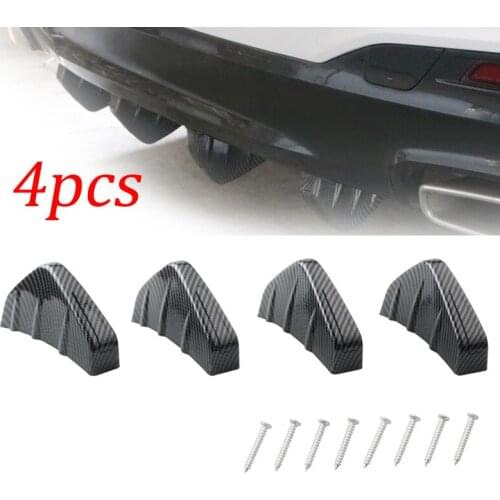 4Pcs Carbon/Black Style Universal Car Rear Lower Bumper Diffuser Fin Spoiler Lip Wing Splitter Scratch Protector Car Accessories