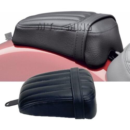 Rear Passenger Cushion Seat for Harley Softail Street Bob 2018 2019 + Motorcycle Seat Pad Black Leather Vertical Stripes Style