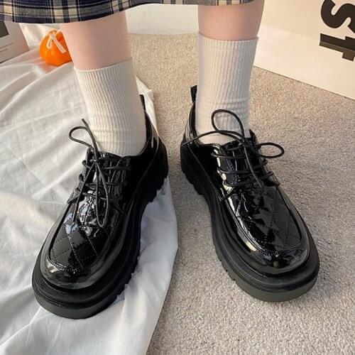 Lucyever 2021 Autumn New Platform Boots Women Round Toe Thick Bottom Lace-up Shoes Ladies Med Heel Casual Comfort Ankle Boots