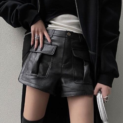 YOLOAgain Streetwear Ladies Real Sheepskin Shorts Women Genuine Leather Shorts