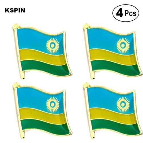 Rwanda Flag Pin Lapel Pin Badge Brooch Icons 4pcs