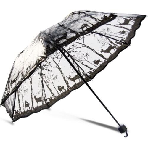 3 Fold Creative Long-Handle Umbrella Transparent Umbrella Multicolor Clear Umbrella Cherry Blossom Mushroom Sakura