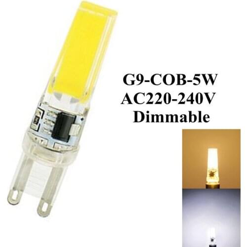 10xG9 Light AC220-240V Dimmable Lamp Cob Led Bulb Light Warm White White 5W Replace Halogen Lamp 360 degree Chandeliers Led Lamp
